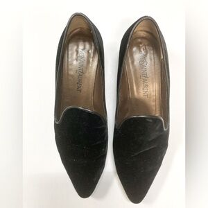 ⚡️ Yves Saint Laurent Black Velvet Flat Women’s Slip On Loafers Shoes • Size 9M